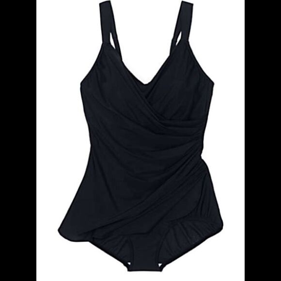 Land’s End Plus size slender control skirted one piece adjustable swimsuit Var - Picture 2 of 6